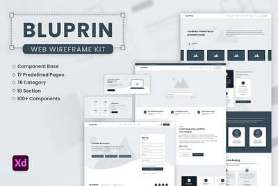 Bluprin – AdobeXD Web Wireframe Kit company profile desktop ui figma sketch ux design web design web ui website