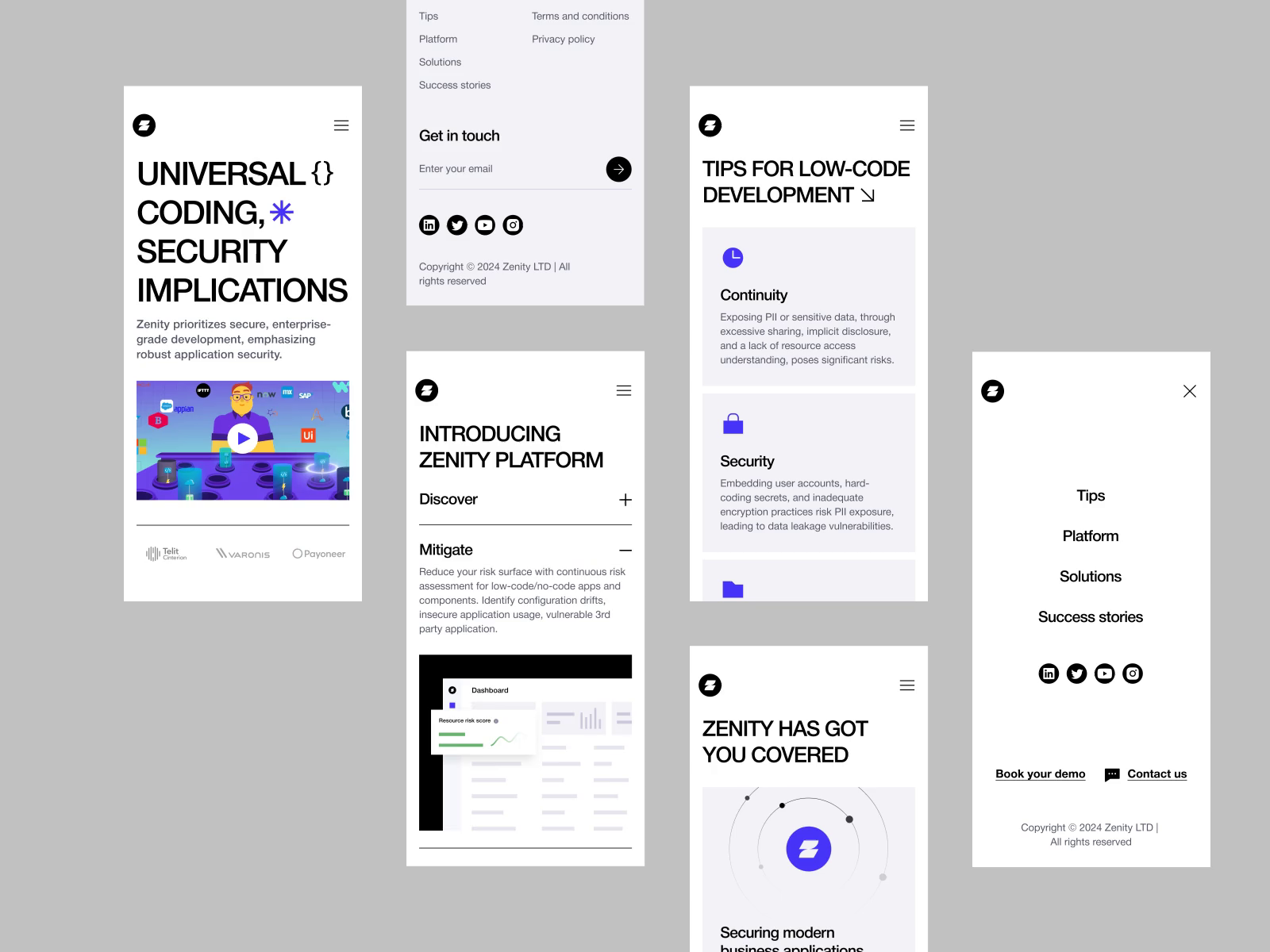 Example of Zenity Website/Mobile App/Branding