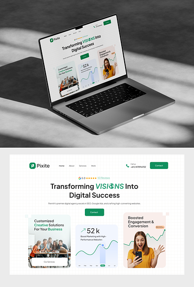 Digital agency landing page agency agency landing page agency website clean clean design design development digital agency digital marketing landing page marketing modern professional seo ui ui design web web design websit website design