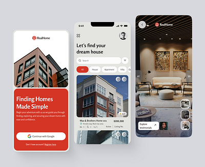 RealHome - Real Estate App design home interface mobileapp product design property property finder real estate real estate app ui ui design uiux uiux design ux ux design