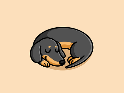 Sleeping Dachshund cartoon character cute dog funny holiday illustration lazy dachshund mascot oval pet playful puppy sausage sleep sleeping dachshund sleeping weiner smile weekend weiner dog