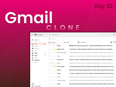 Day 22 of 100 Days Daily UI Challenge: Gmail Clone Design 100daysofui dailyui day22 designchallenge designinspiration emailapp figmadesign gmailclone interfacedesign minimaldesign uichallenge uidesign userinterface webdesign