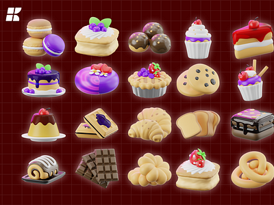 Cake 3D Icon Pack 3d graphic design
