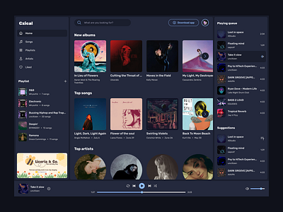 Music App / Home dark theme eggalumni music app rubik ui web design