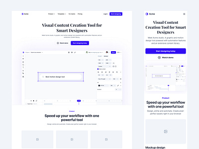 Motion design tool landing page concept ui desktopdesing landingpage mobiledesign ui ui desing webdesign