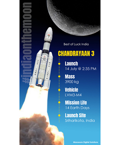 Chandrayaan 3 (Social Media Post) digital design infographic marketing material design maxxeomdigitalsolutions social media graphic social media post