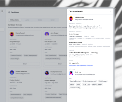 Candidate Details - Candidate Dashboard app branding figma graphic design hr management saas ui ui interface uiux uiux design web design