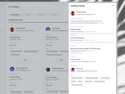 Candidate Details - Candidate Dashboard app branding figma graphic design hr management saas ui ui interface uiux uiux design web design