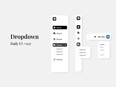 Dropdown - Daily UI #027 button daily ui dropdown mobile app design navbar sidebar ui ui design uiux uiux design web design