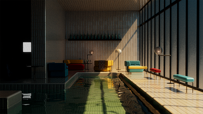 The Pool Lobby 3d 3d space animation interior space surreal virtual space