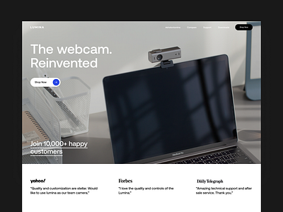 Lumina landing page app branding camera design home illustration landing page lumina meeting office photography ui ux video call webcam website zoom