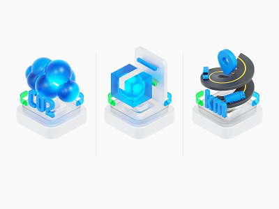 Icon Design 3d icon blue glass icon glow green icon icon design metal icon