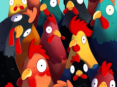 Chicken Illustration 2d animal animals art chickens colourful creative designer digital art digital illustration digital painting digitalart dribbble illustration illustrator kids painting procreate simple sketch