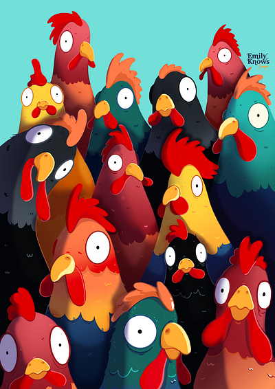 Chicken Illustration 2d animal animals art chickens colourful creative designer digital art digital illustration digital painting digitalart dribbble illustration illustrator kids painting procreate simple sketch