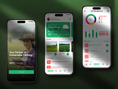 Greenland - Agriculture App agriculture agriculture app app app design crop farm field mobile mobile design nature task management ui ux