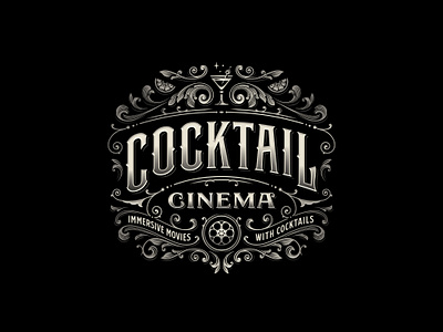 Cocktail Cinema brand identity branding cocktail cocktail logo graphic design hand drawn logo logo design typeface typographic typography victorian vintage vintage design