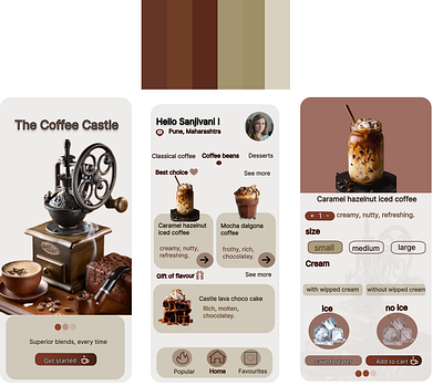 Ui for Coffee app branding graphic design ui