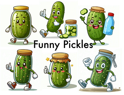 Funny Pickles (Illustration/Animation) 3d animation artwork branding dance design feedback funny graphic design illustration kids like logo men music packaging portfolio ui vector women