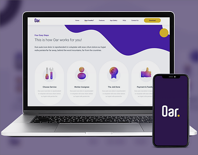 Oar App Landing Page figma icons design landing page modern design purple color ux web app web dessign worker app