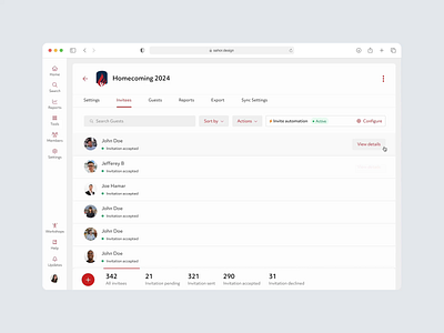 Event Invitee Management - Almabase dashboard event eventdashboard product productdesign ssas
