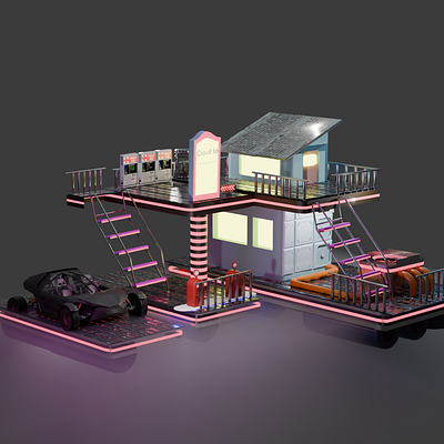 Cyberpunk 3d model inspired by Polygon Runway 3d motion graphics