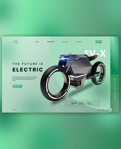 E-Bike Landing Page bike design bike hero e bike concept ebike ebike concept hero landing page ui web design web design concept