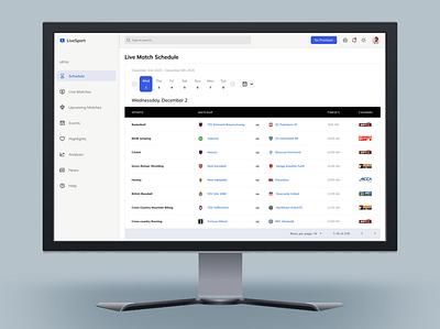 LiveSports Dashboard dashboard dashboarddesign dribble events inspiration livematch livesports sport sportsdashboard ui uidesign ux website