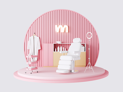 3d illustration of a cosmetology for Maestri.app 3d 3dillustration 3disometric 3dmotion animation branding design graphic design illustration interior isometric motion graphics ui