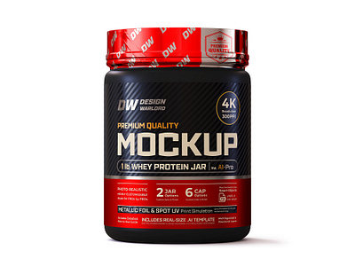 1 lb Whey Protein Jar Mockup | Vol. A1-Pro amazon mockup label design label mockup mockup next gen mockup nutrition packaging design packaging mockup premium mockup product rendering protein jar realistic mockup supplement whey protein whey protein jar mockup