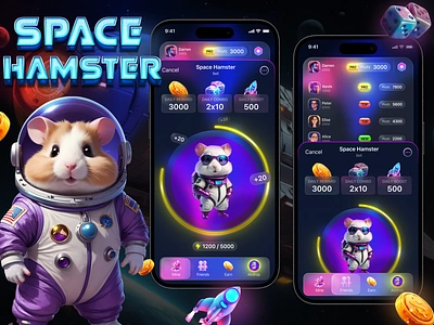 Space Hamster – Tap-to-earn Telegram game ai app design casino crypto design design studio figma gambling game design graphic design hamster hamster kombat illustration space tap game telegram app ui ui ux vector web 3