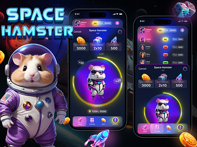 Space Hamster – Tap-to-earn Telegram game ai app design casino crypto design design studio figma gambling game design graphic design hamster hamster kombat illustration space tap game telegram app ui ui ux vector web 3