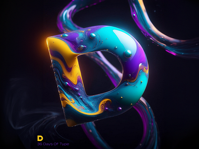 "D" 36 Days Of Type 3d firefly illustrator photoshop typography
