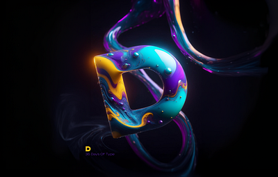 "D" 36 Days Of Type 3d firefly illustrator photoshop typography