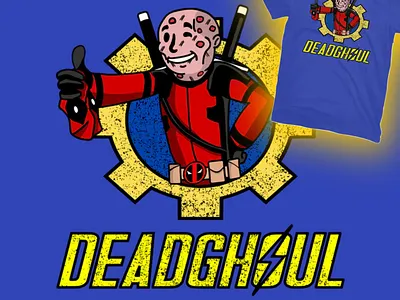 Deadghoul funny parody of Deadpool and Fallout Boy and The Ghoul artist cartoon deadpool design fallout fallout boy fan art fan artist funny gamer ghoul illustration marvel movie parody pop culture series t shirt tee video game