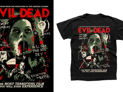 (COMMISSION WORK) EVIL DEAD (2013) T-SHIRT DESIGN alternative movie poster design evil dead film poster graphic design graphic poster horror movie horror shirt illustration movie poster poster art poster design sam raimi shirt design t shirt design