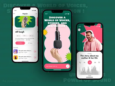 🎨 Vibrant Podcast App UI Design branding colorful mobile app creative mobile app design mobile app mobile app design podcast podcast mobile app podcast app trending mobile app design typography ui ux vibrant
