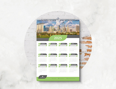 Wall Calendar 2025 branding business calendar corporate creative decor design graphic design logo modern monday month office one page wall calendar 2025 photography print printable professional startup wall