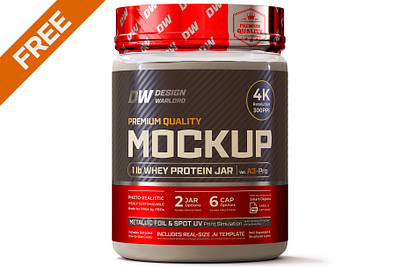 1 lb Whey Protein Jar Mockup | Vol. A3-Pro (FREE MOCKUP) amazon mockup free label mockup free mockup free packaging mockup freebie label design label mockup mockup nutrition packaging design packaging mockup premium mockup product rendering protein jar realistic mockup supplement whey protein whey protein jar mockup