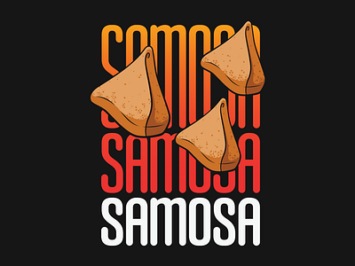 Samosa Lovers black and white calligraphy designer food food art foodie graphic art graphic design graphic designer illustration illustrator indian art indian design indian food lettering orange and red punjabi samosa typography vector