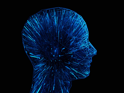 AI visual concept 3d abstract ai animation artificial intelligence blender brain branding data design face future futuristic head human loop neural network render science technology