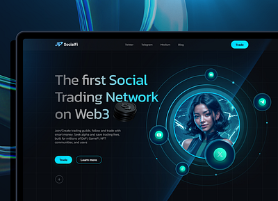 SocialFi Landing page redesign blockchain branding crypto design socialfi ui ui design uiux web3 webdesign