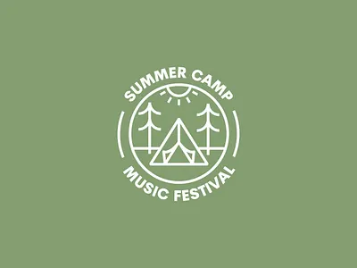 Summer Camp Music Festival Rebrand and Icon Pack branding camp color palette design festival fonts graphic design icons illustration illustrator landing page line work logo music outdoors stamp vector