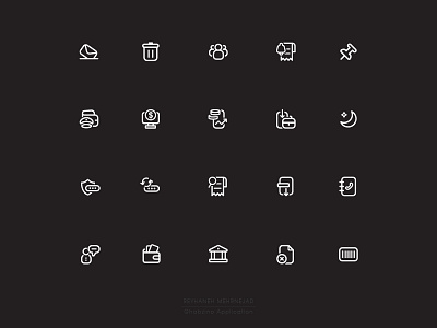 Ghabzino Application Set Icon. adobe illustrator branding design system financial graphic design icon icon design icon pack icons outline set icon ui ui design web design