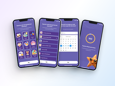 Booking App/ Reservation App 3d app branding button calendar design homepage illustration input ios lange login loginpage logo mobile page purple ui ux vector