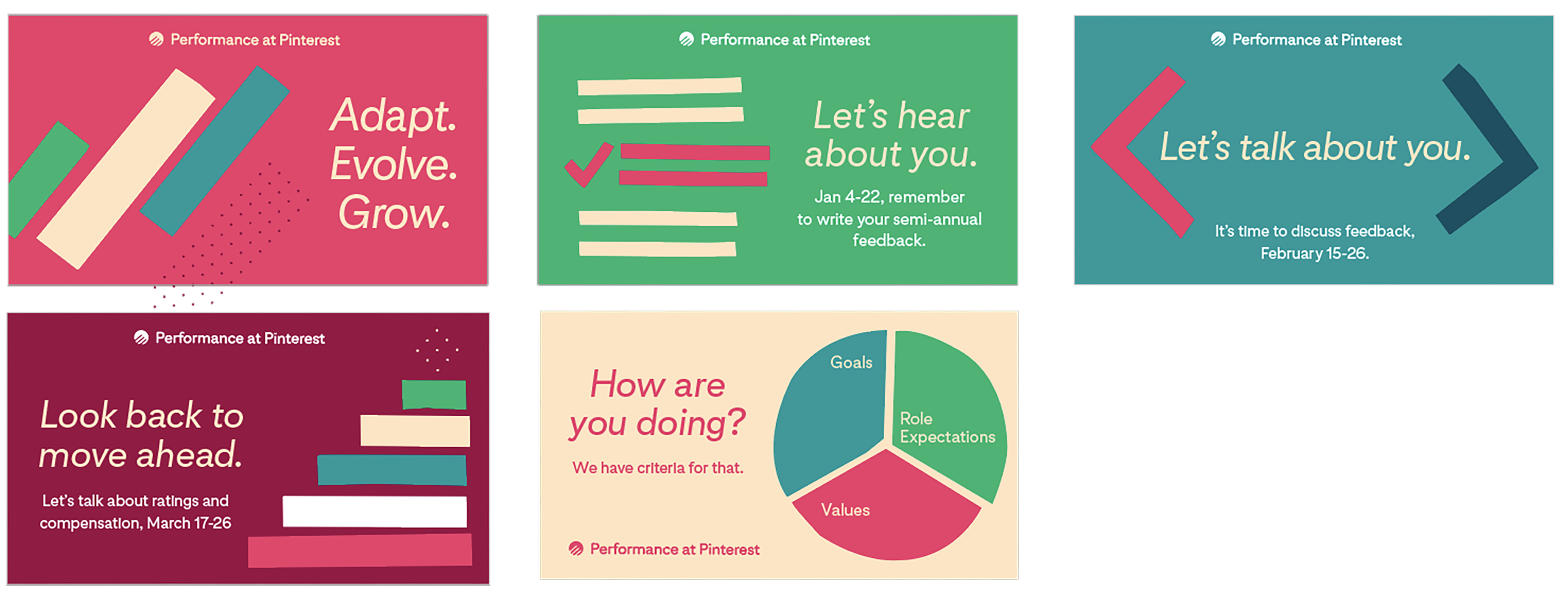 Pinterest Performance Management Slack Posts 2021 branding communications design graphic design
