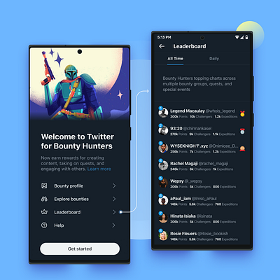 Bounty Hunter bounty hunter concept design gamification interface design leaderboard mobile app product design twitter ui ui design uiux ux ux design x