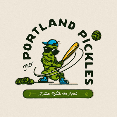 Portland Pickles baseball dill illustration logo logo design nba pdx pickle pickles portland sports
