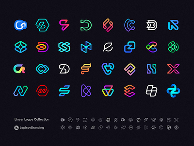 Linear Logos Collection blockchain branding design gradient icon identity lettering logo