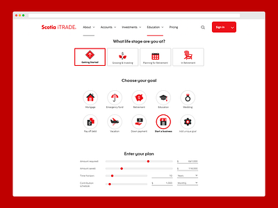 Scotiabank Savings Tool banking banking tool calculator finance goal savings mortgage red ui design ux design