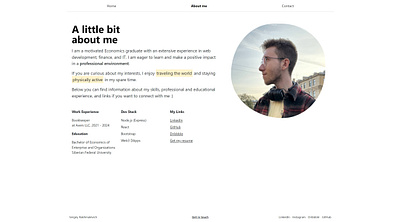 Portfolio Website about page design personal portfolio ui ux website